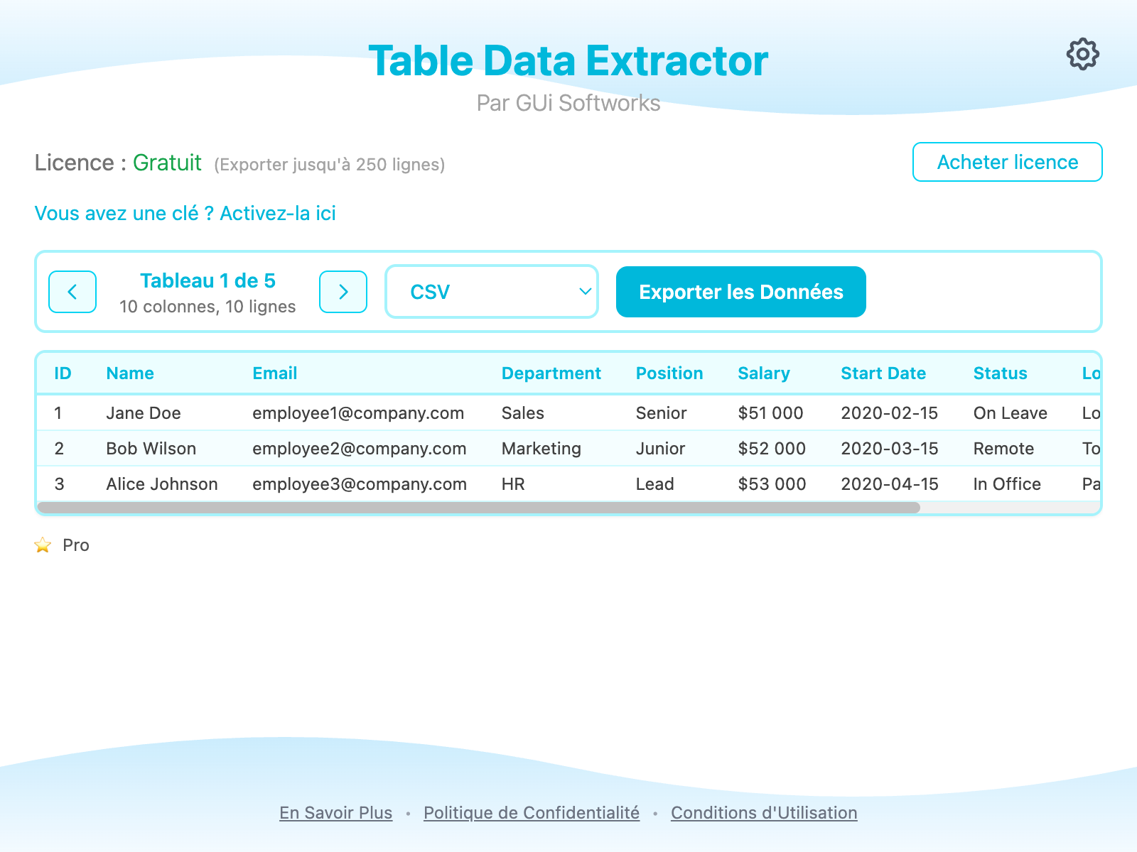 Capture d'écran du popup de l'extension