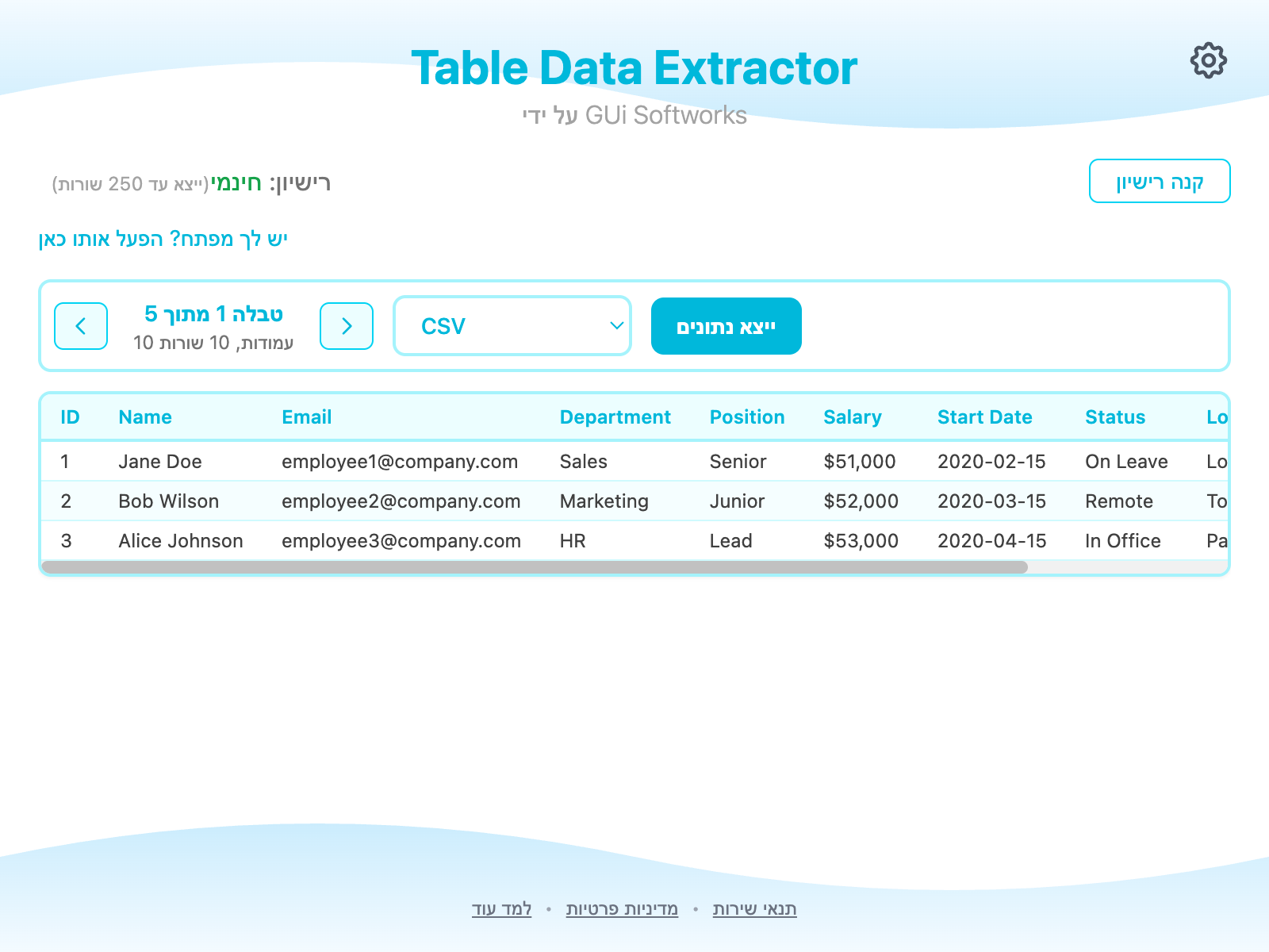 צילום מסך של החלון הקופץ של התוסף